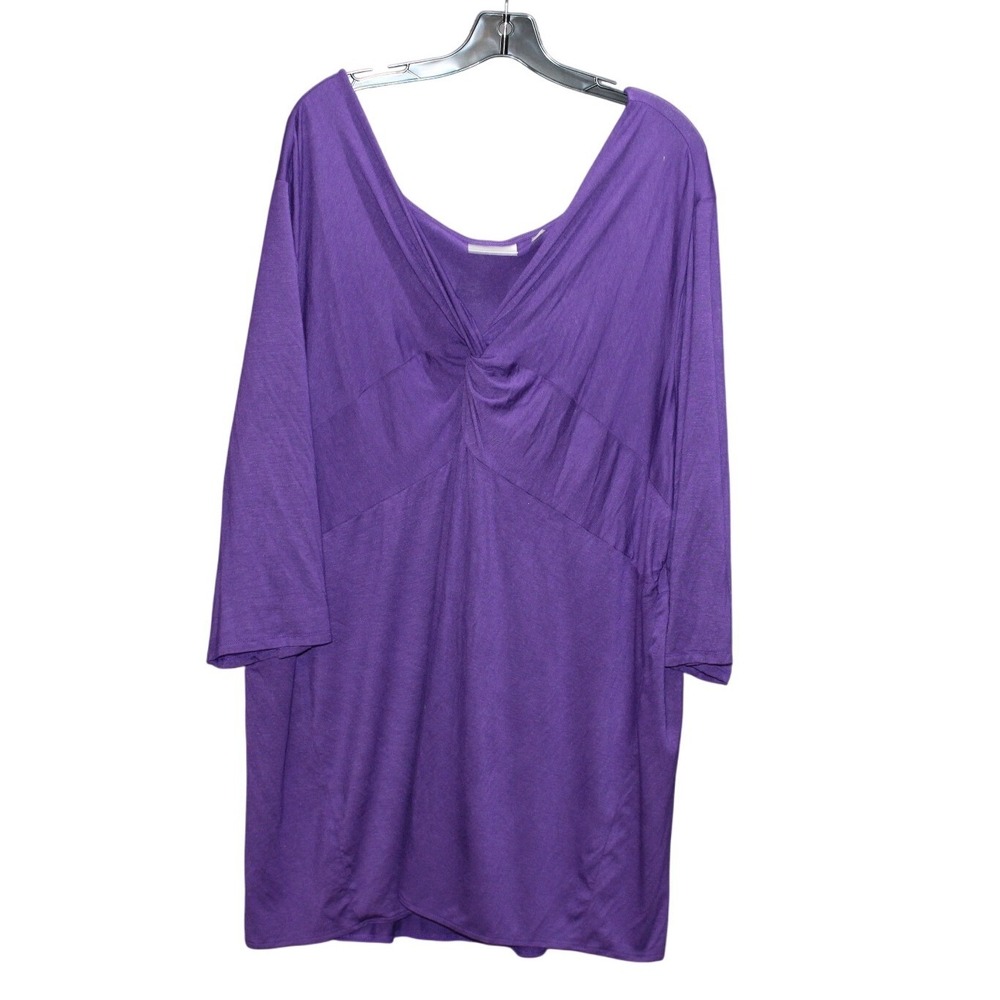 Avenue‎ Purple Draped Twist Front Tunic Top 30/32 Plus Size